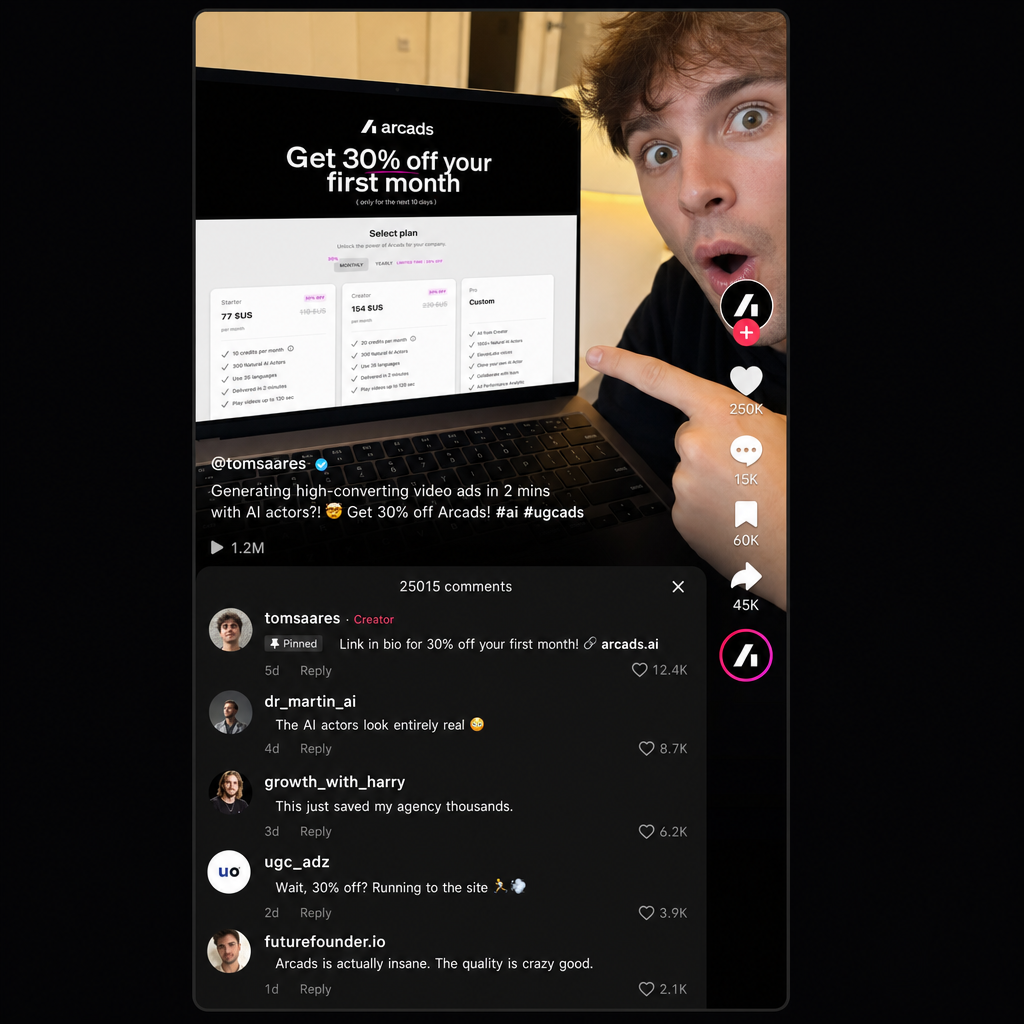Arcads AI - Newsletter Facebook ad