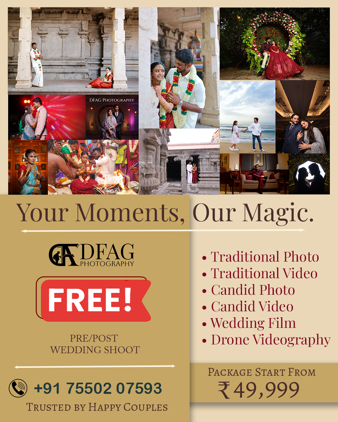 DFAG photography Facebook ad: Book Your 2026 Wedding With DFAG Weddings