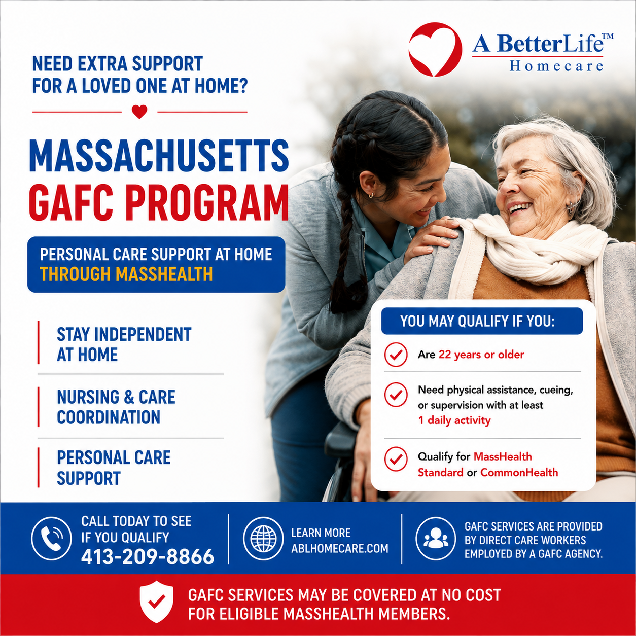 A Better Life Homecare, Massachusetts Facebook ad: Help for Families at Home
