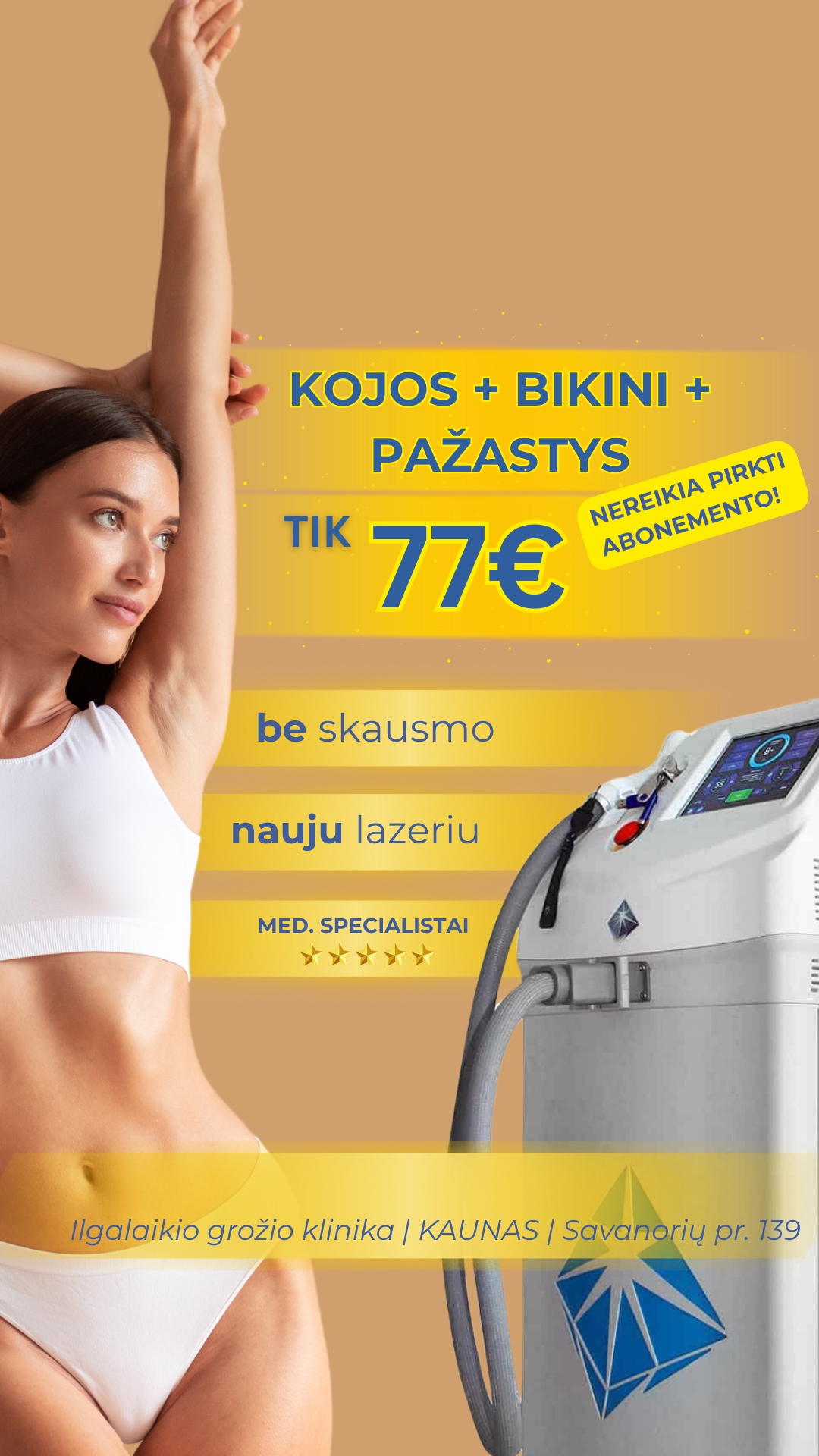Ilgalaikio grožio klinika Facebook ad from May 16, 2026