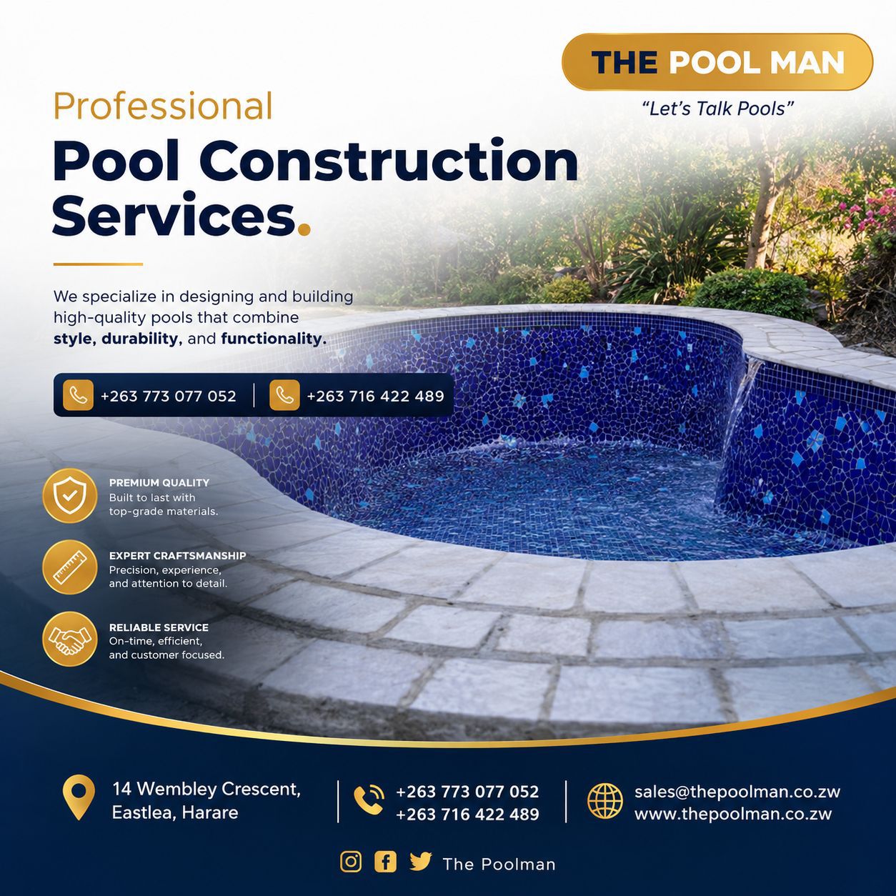 The Poolman Facebook ad: No swimming pool is ever too big nor…