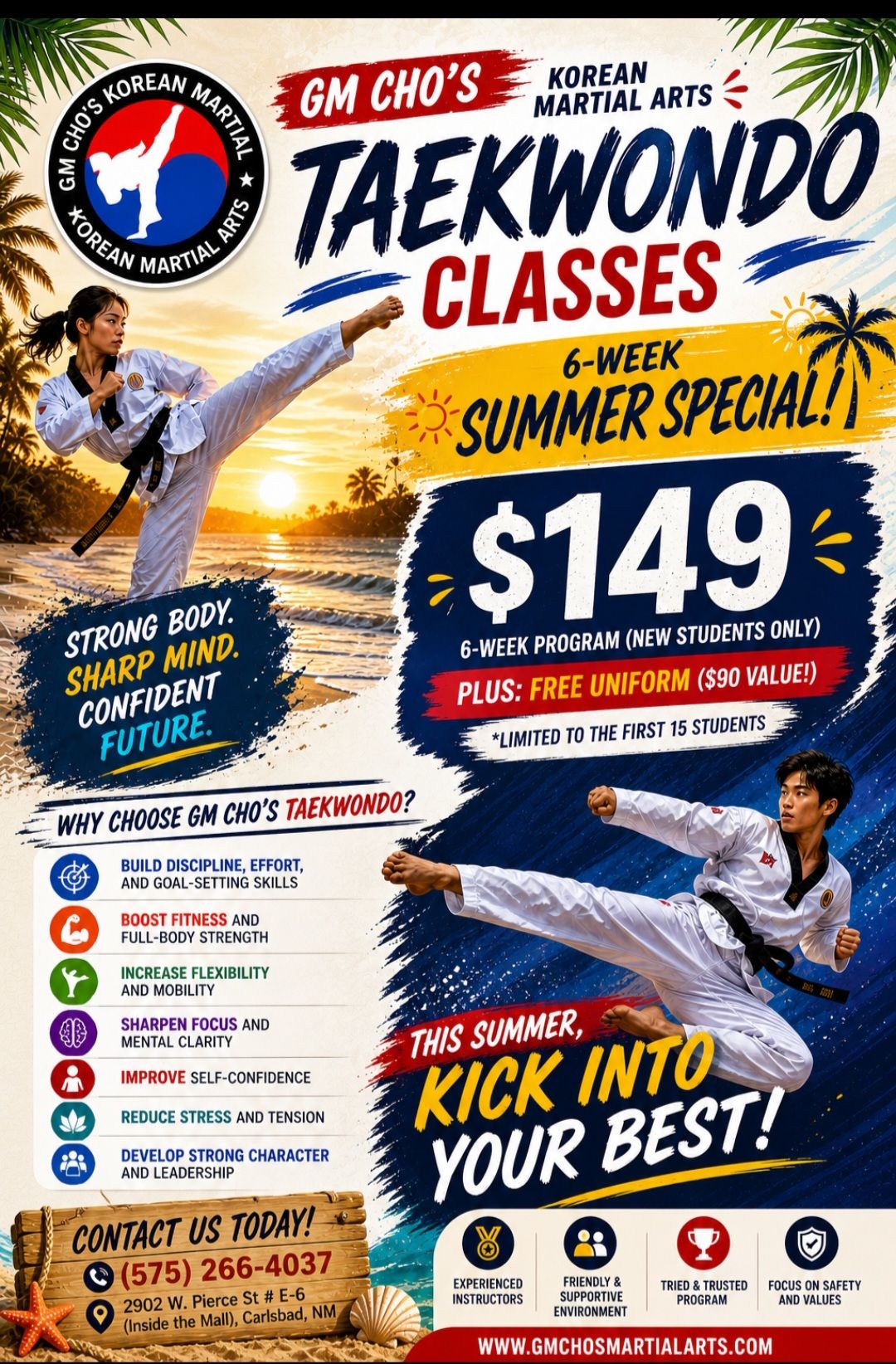 Grand Master Cho's Korean Martial Arts Facebook ad: Just in May, we are offering all new…