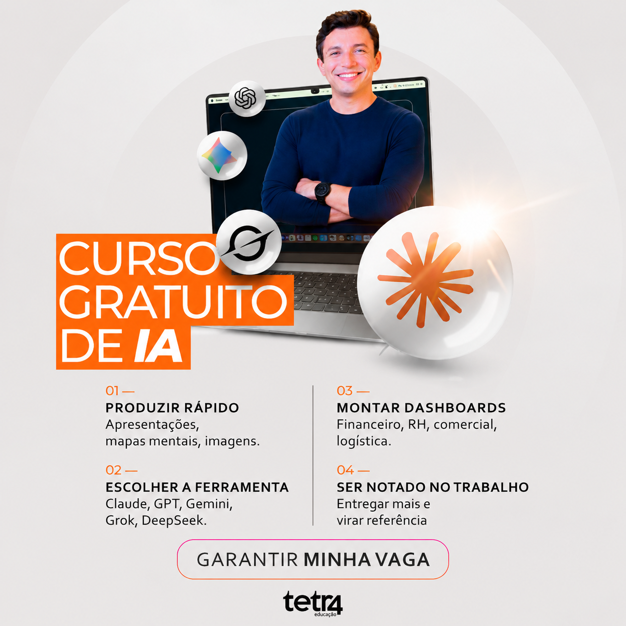 Tetra Educação Facebook ad: CURSO GRATUITO DE IA