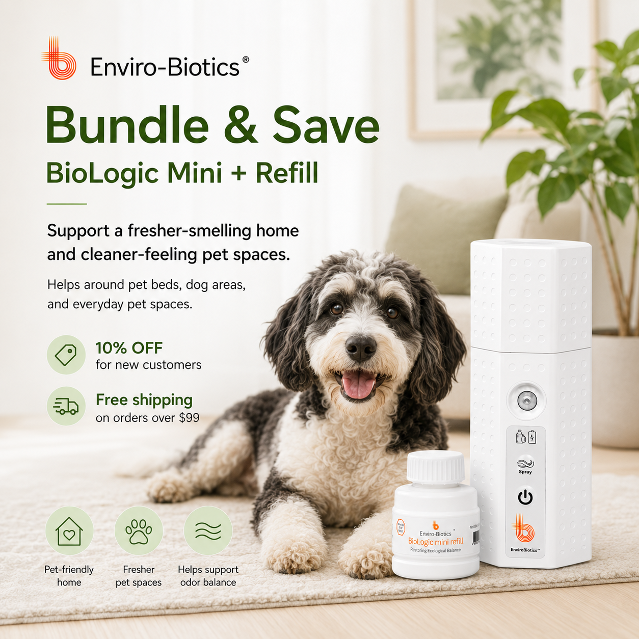 Healthy Air Home Facebook ad: A Fresher Home for Dog Lovers