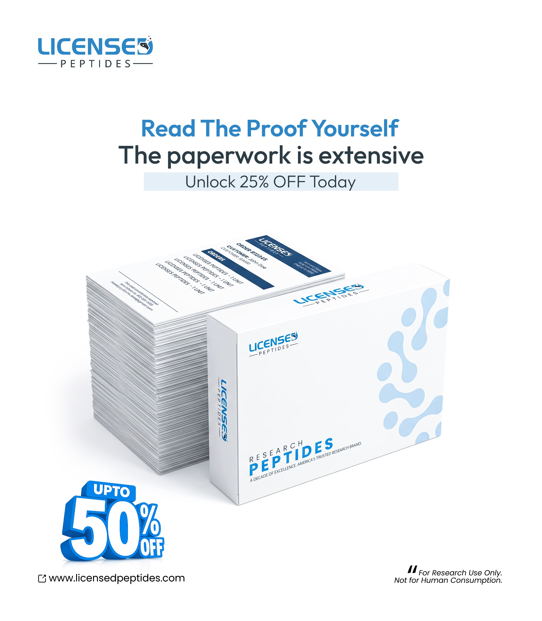 LicensedPeptides.com Facebook ad