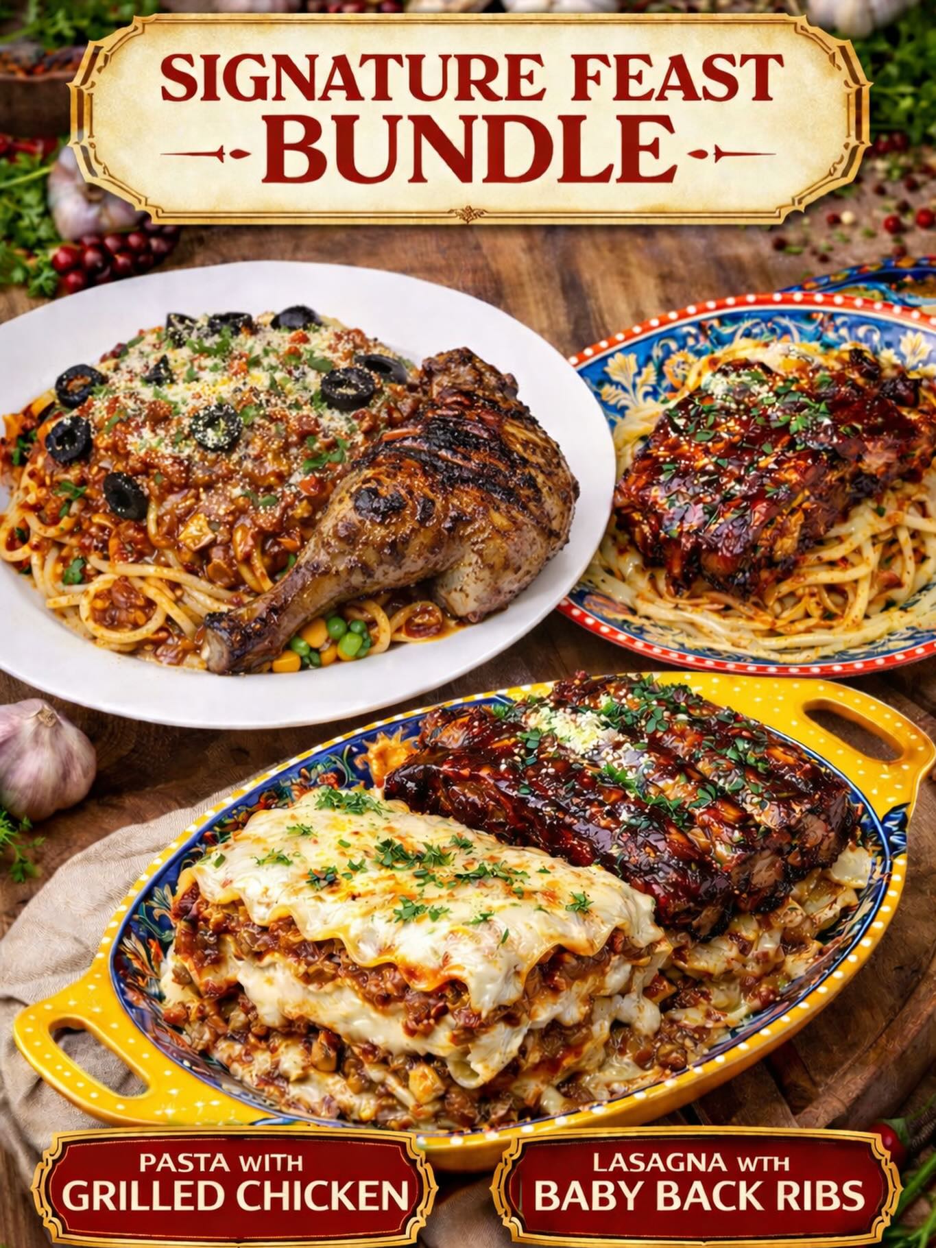 Las Tres Marias Deliciosa Lasaña Facebook ad: Our Signature Feast Bundle is built different