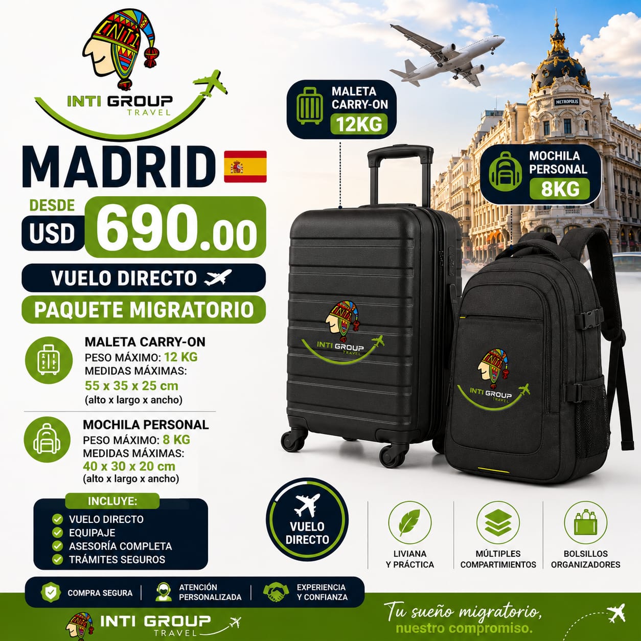 Viaja a Madrid España al mejor precio Facebook ad