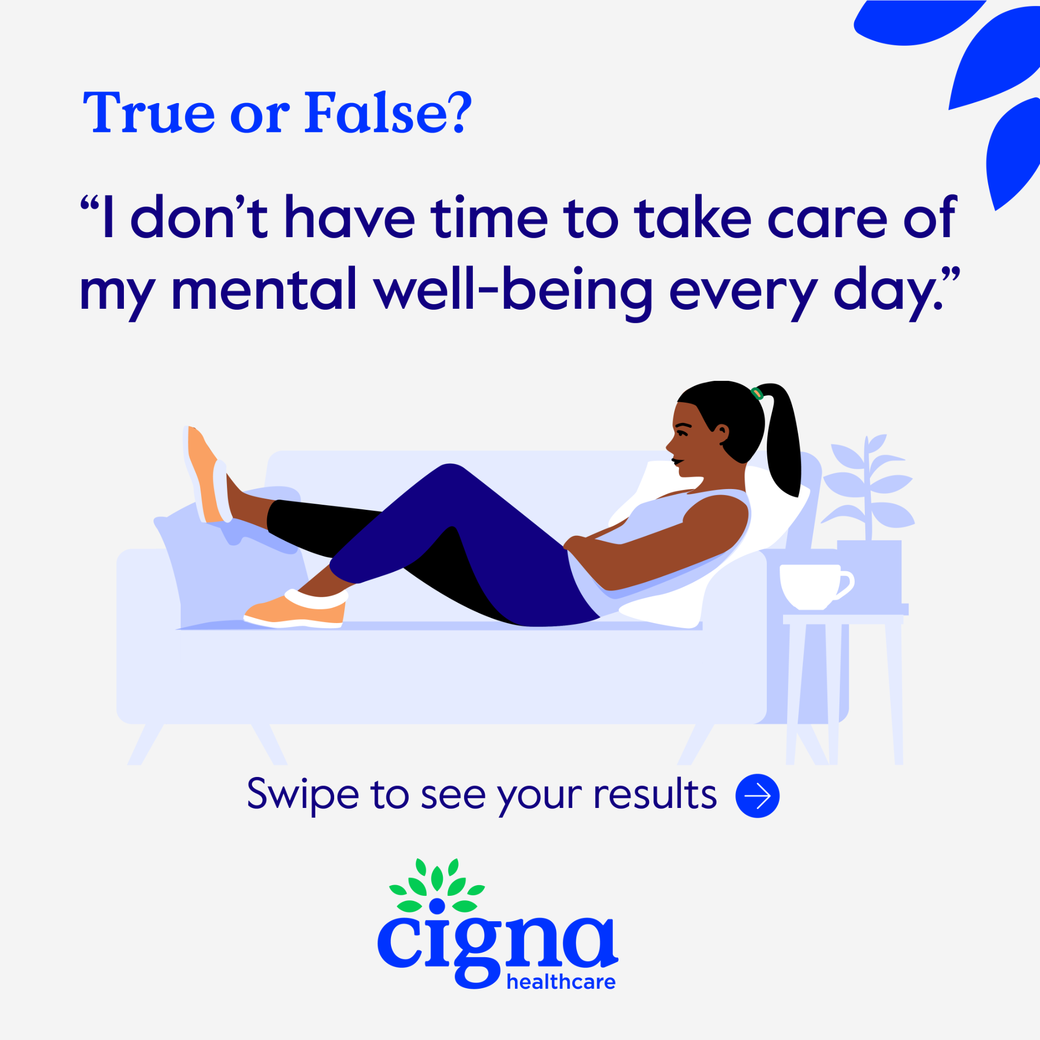 Cigna Healthcare Facebook ad: Instead of scrolling on social media, use the…