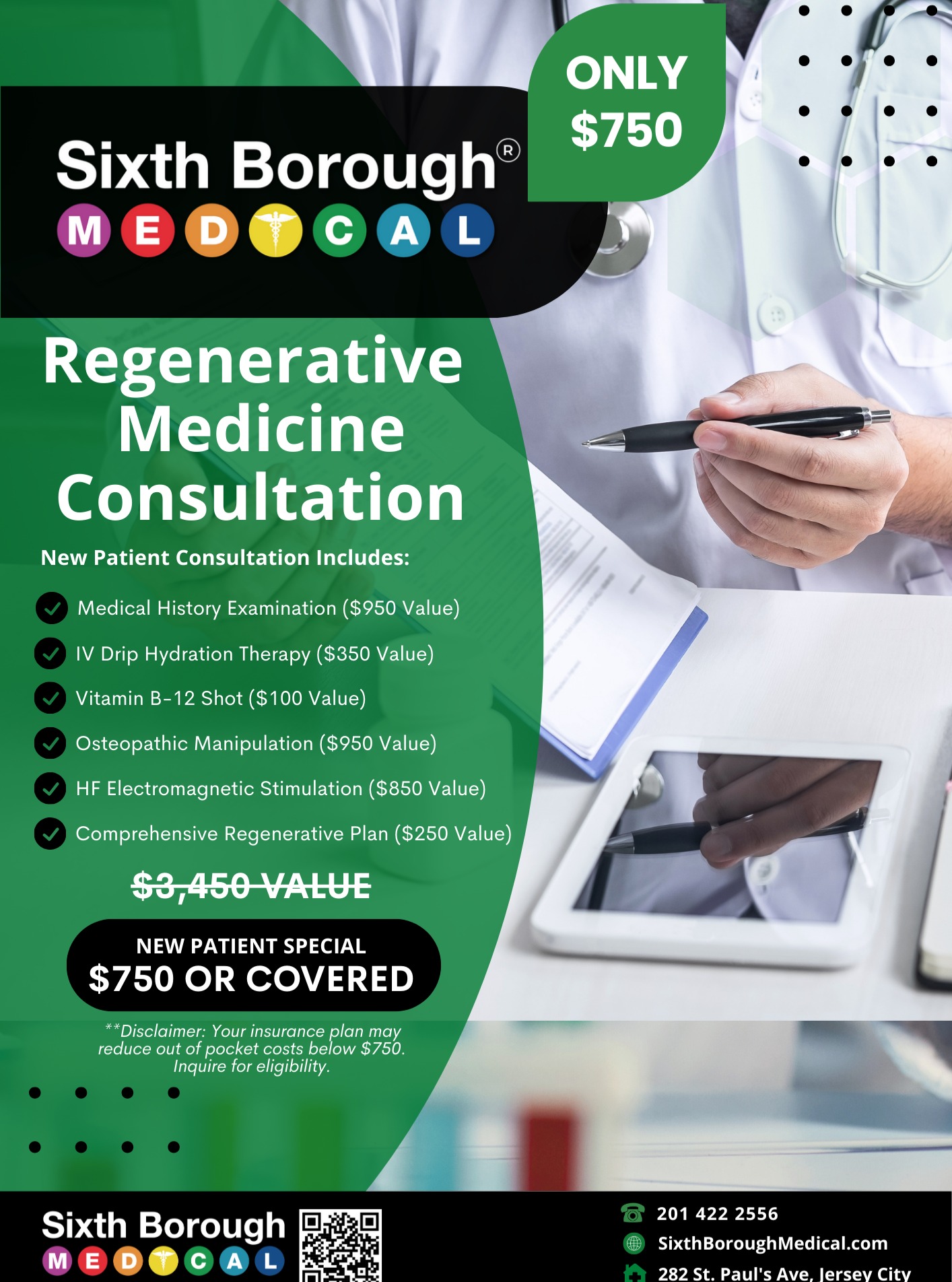 Sixth Borough Medical - Dr. Manish Patel Facebook ad: Regenerative Medicine & PRP Consult Services