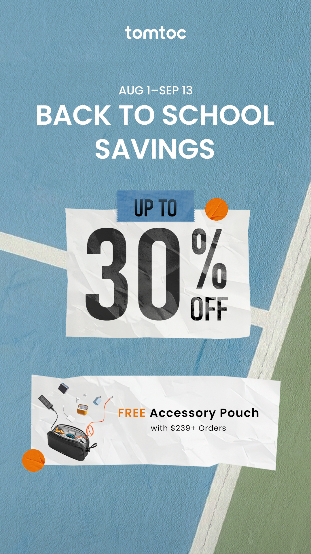tomtoc Facebook ad: Back to School Sale | Up to 30% OFF