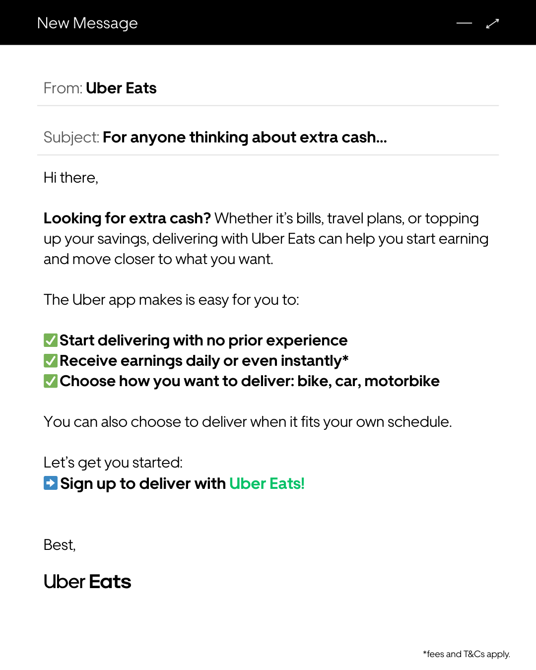 Uber Eats Facebook ad
