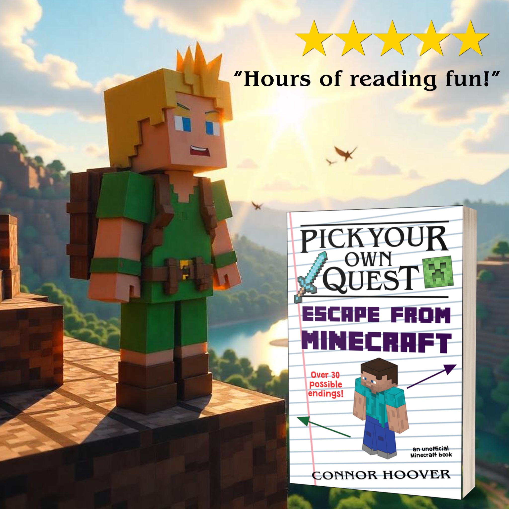 Pick Your Own Quest by Connor Hoover Facebook ad: The Minecraft book kids can’t stop reading!