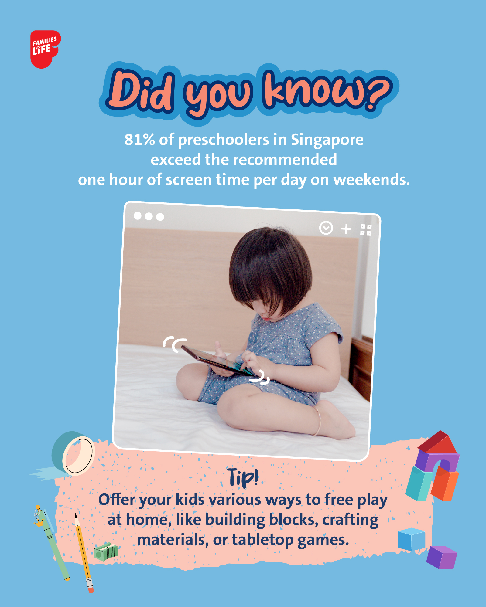 Families for Life Facebook ad: Entertaining your little ones over the weekends can…