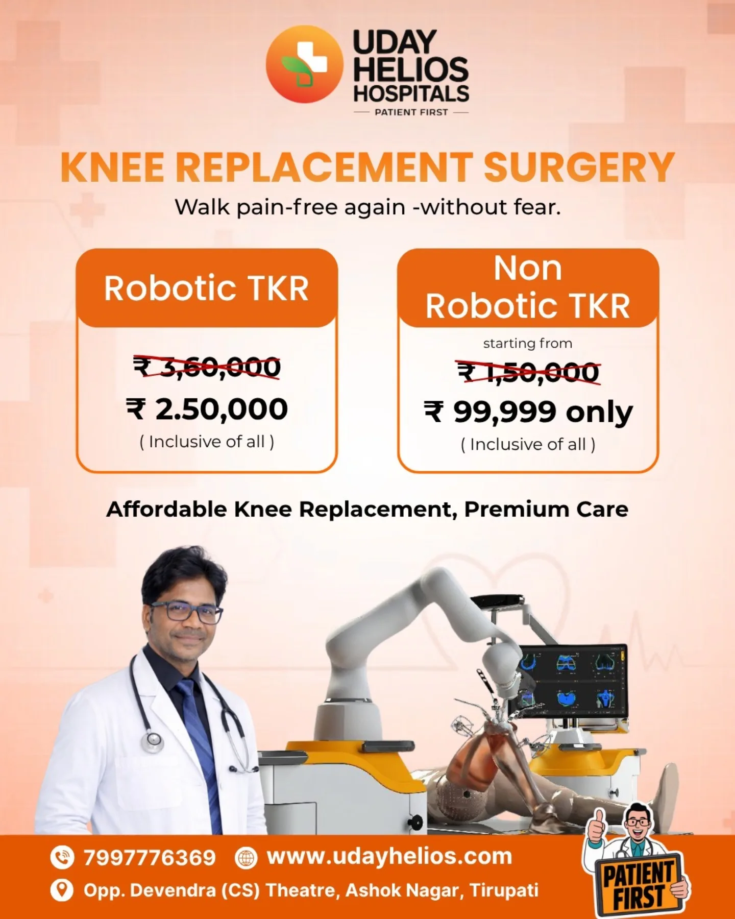 Uday Helios Hospitals Facebook ad: Affordable knee replacement is now within reach!