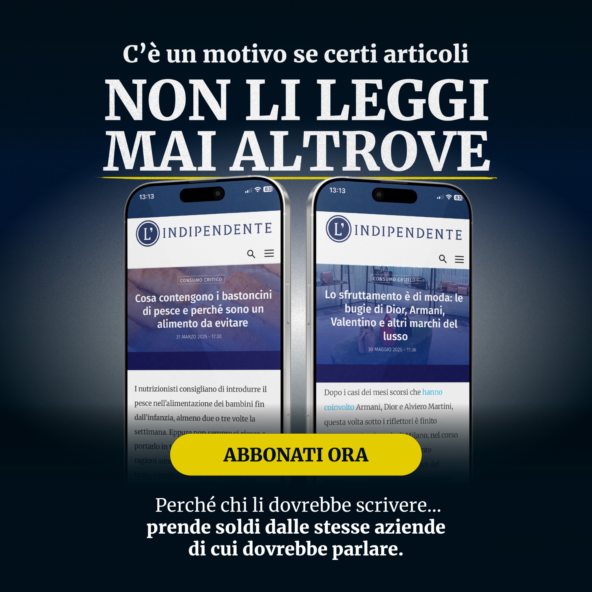 L'Indipendente Facebook ad from Feb 11, 2026