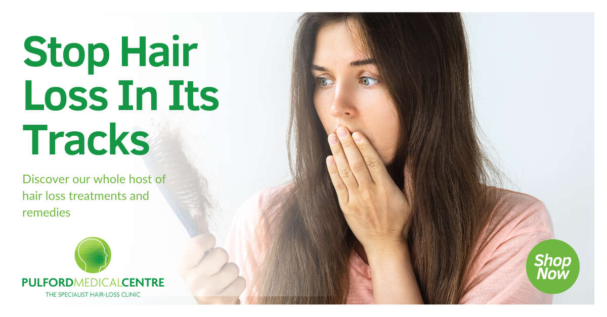 Pulford Medical Centre Facebook ad: Restore Hair Loss with the UK's #1 Minoxidil Shampoo