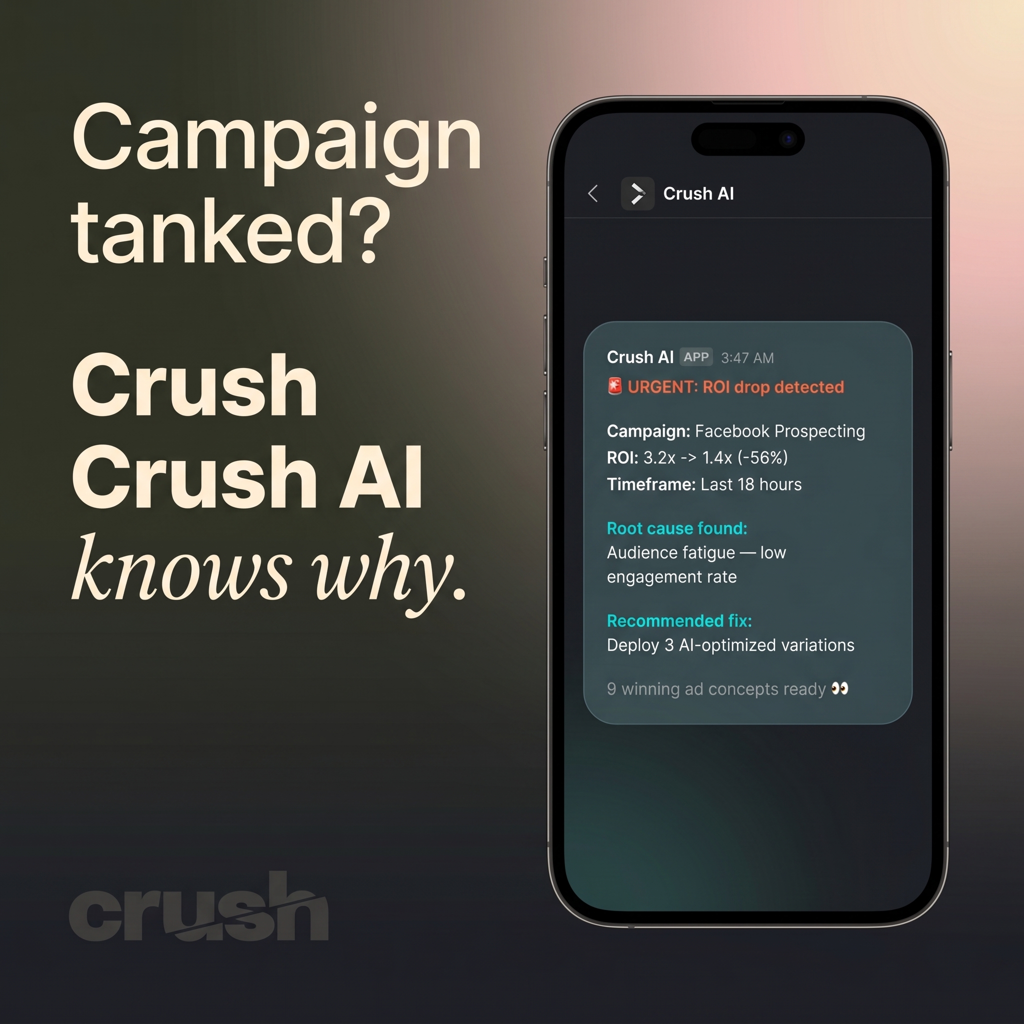 trycrush.ai Facebook ad