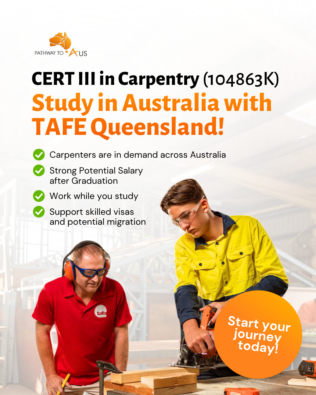 Pathway to Aus Facebook ad: Study Carpentry in Australia