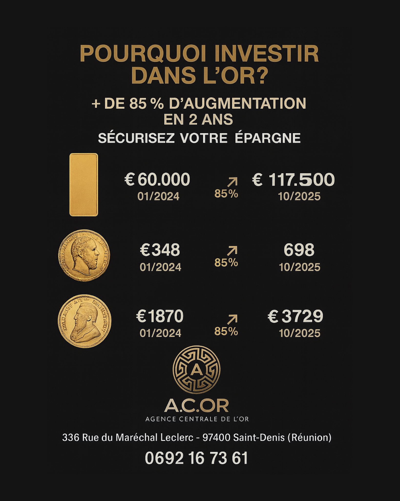 Agence Centrale De L'Or Facebook ad from Oct 27, 2025