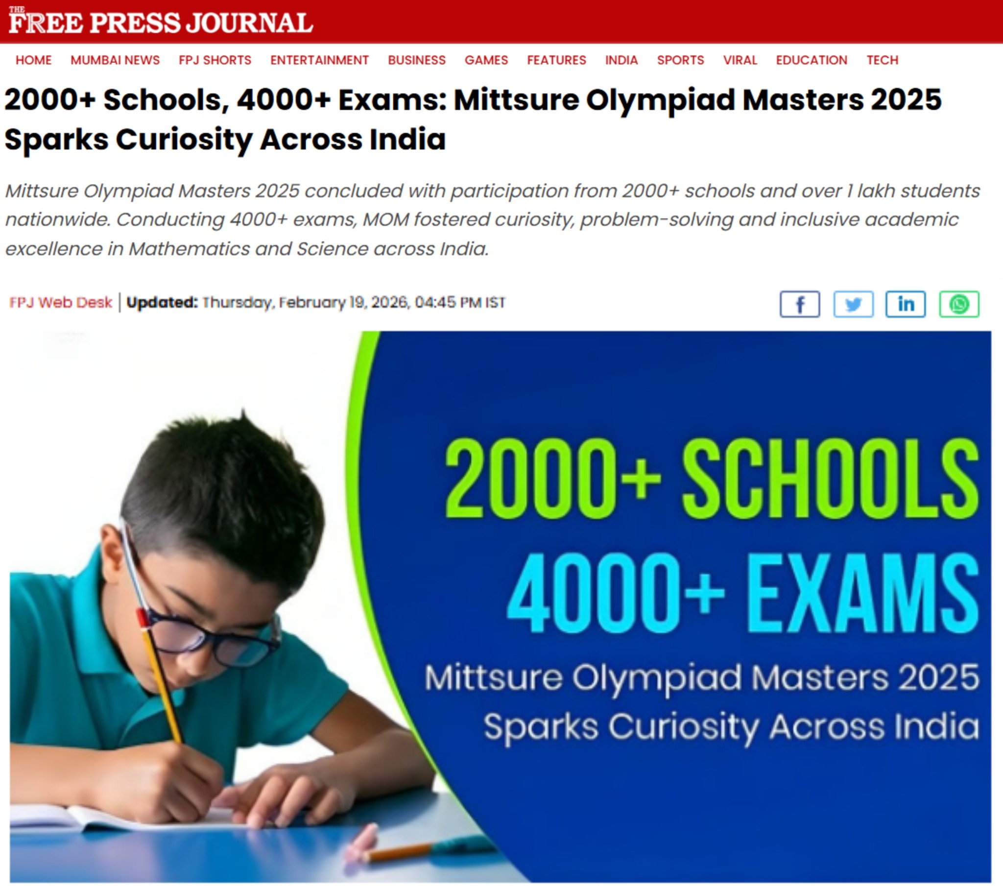 Mittsure Olympiad Masters - MOM Facebook ad: MOM 2025: India’s Most Inclusive Olympiad is a Wrap!