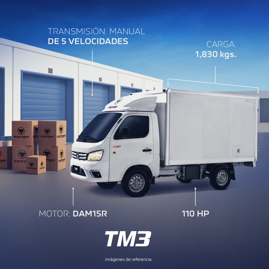 Foton México Facebook ad: Optimiza tu reparto diario con TM3.