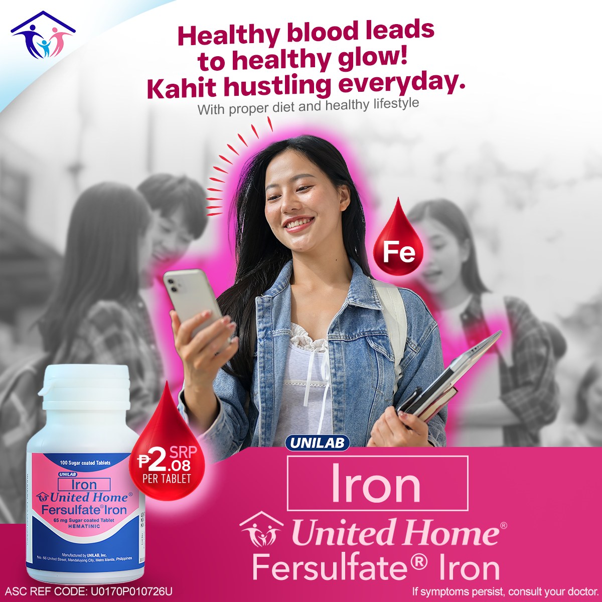 United Home Products Facebook ad: Juggling chats, work, and life, your anemic girl…