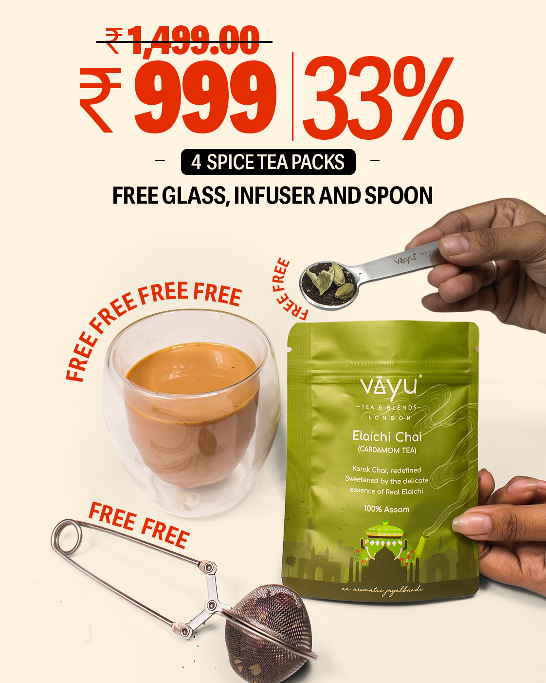 Vayu Tea & Blends - London Facebook ad: 3 FREE Gifts!