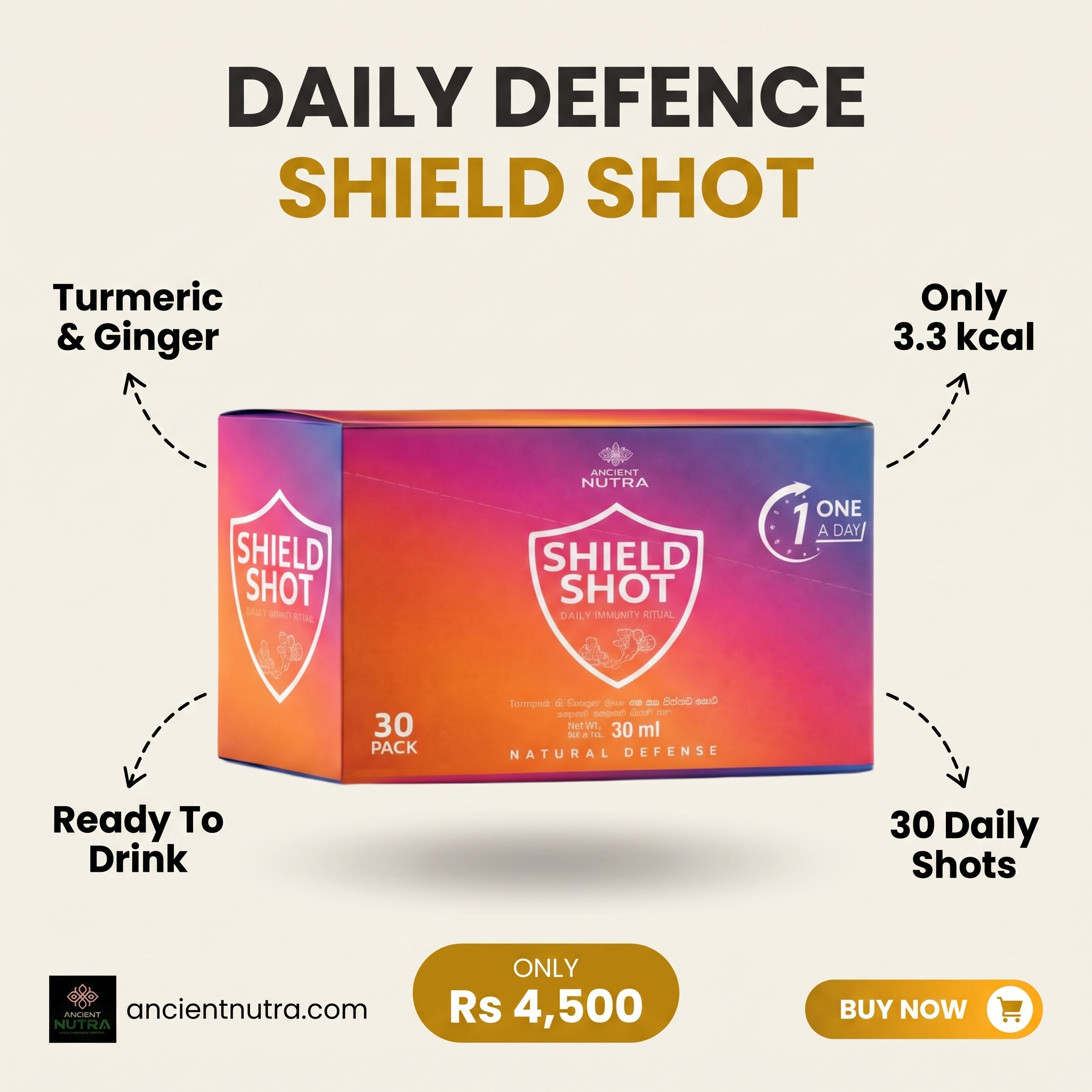 Ancient Nutra Facebook ad: Shield shot box - 30 Pack