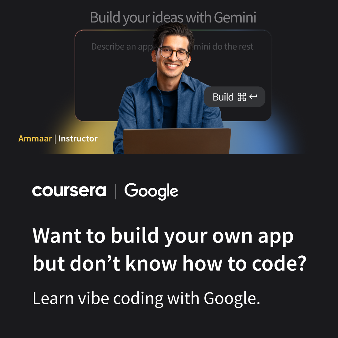 Coursera Facebook ad: Google AI Professional Certificate