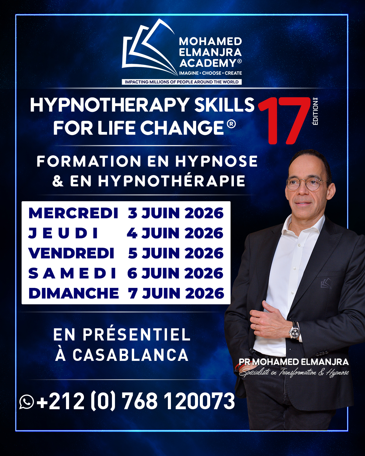Mohamed Elmanjra Facebook ad: Formation Hypnose & Hypnothérapie, 17ème édition à…