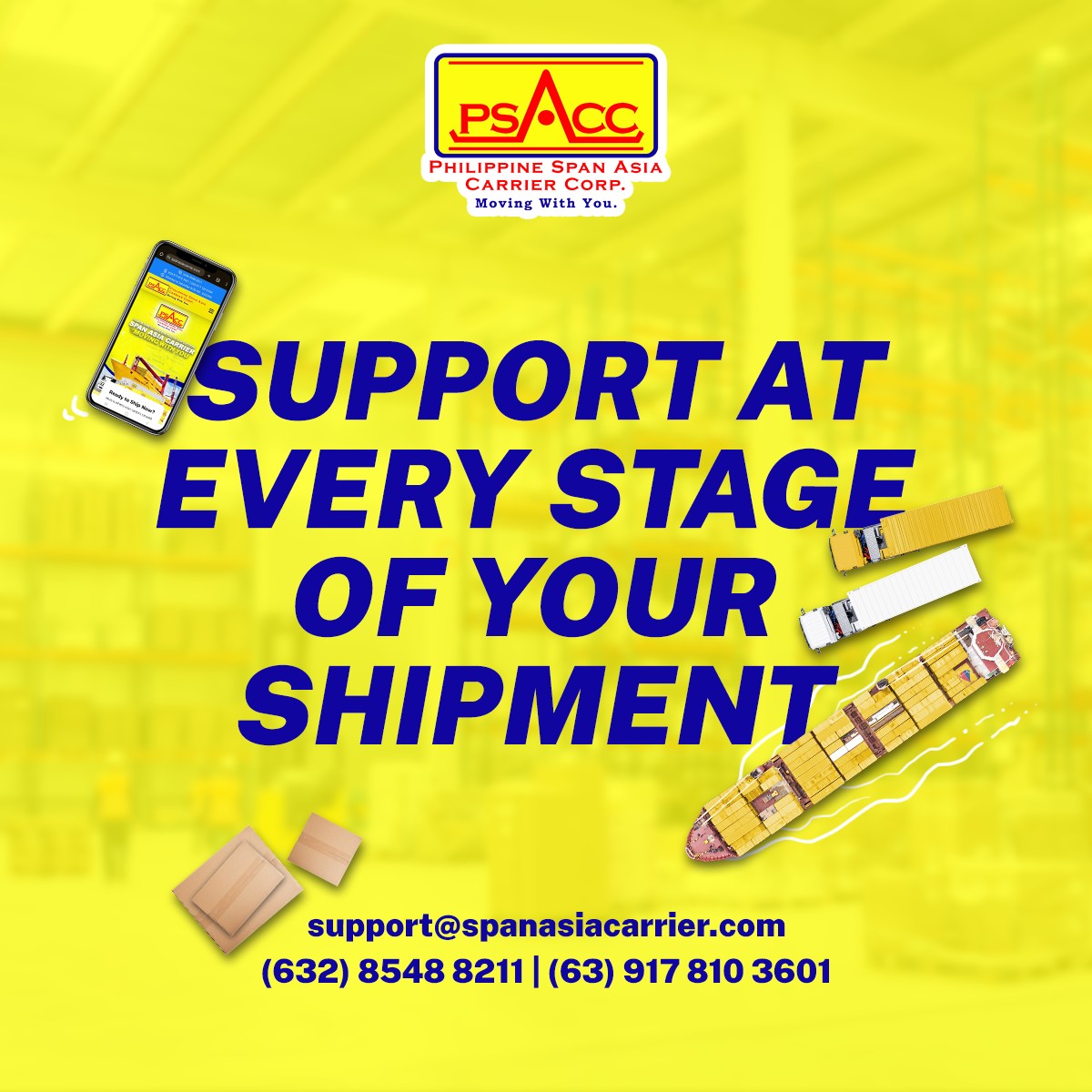 Philippine Span Asia Carrier Corp. - PSACC Facebook ad: Planning your first shipment or managing ongoing logistics?