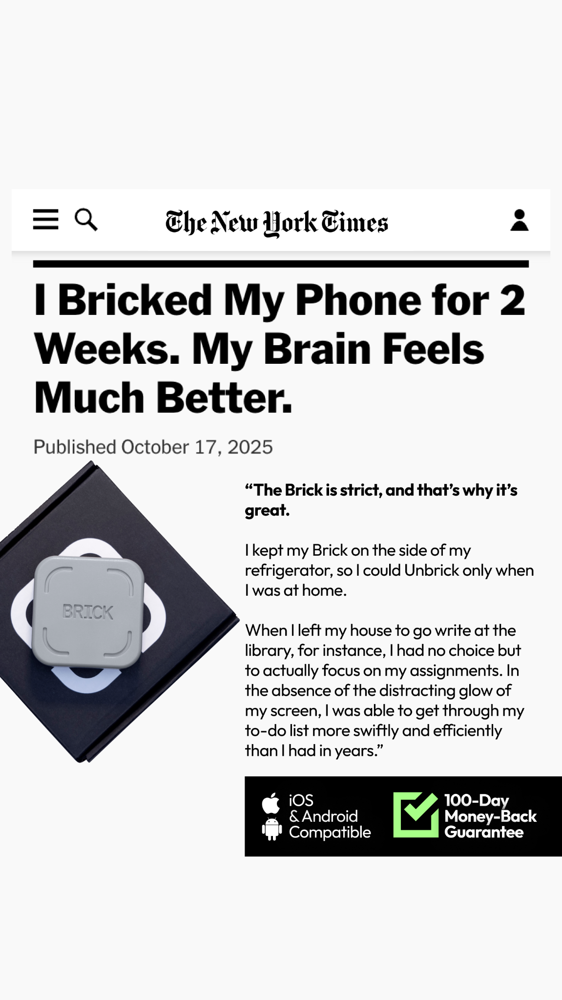 Brick - Take Back Your Time Facebook ad