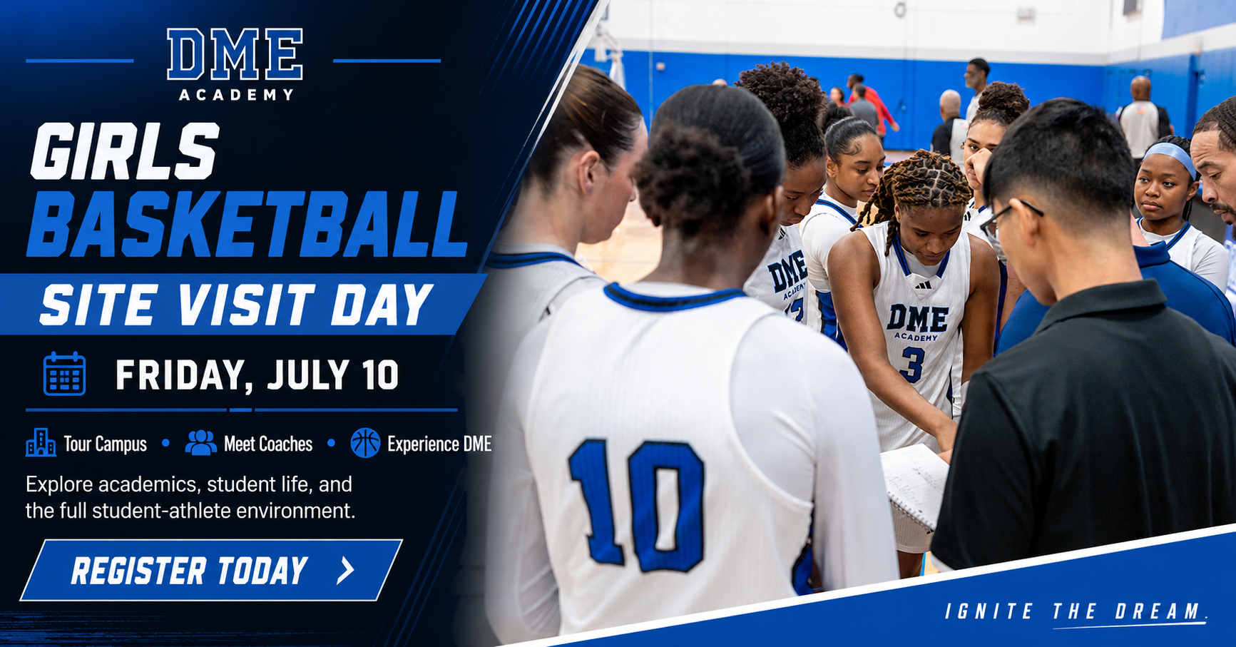 DME Academy Facebook ad: DME Girls Basketball Site Visit Day