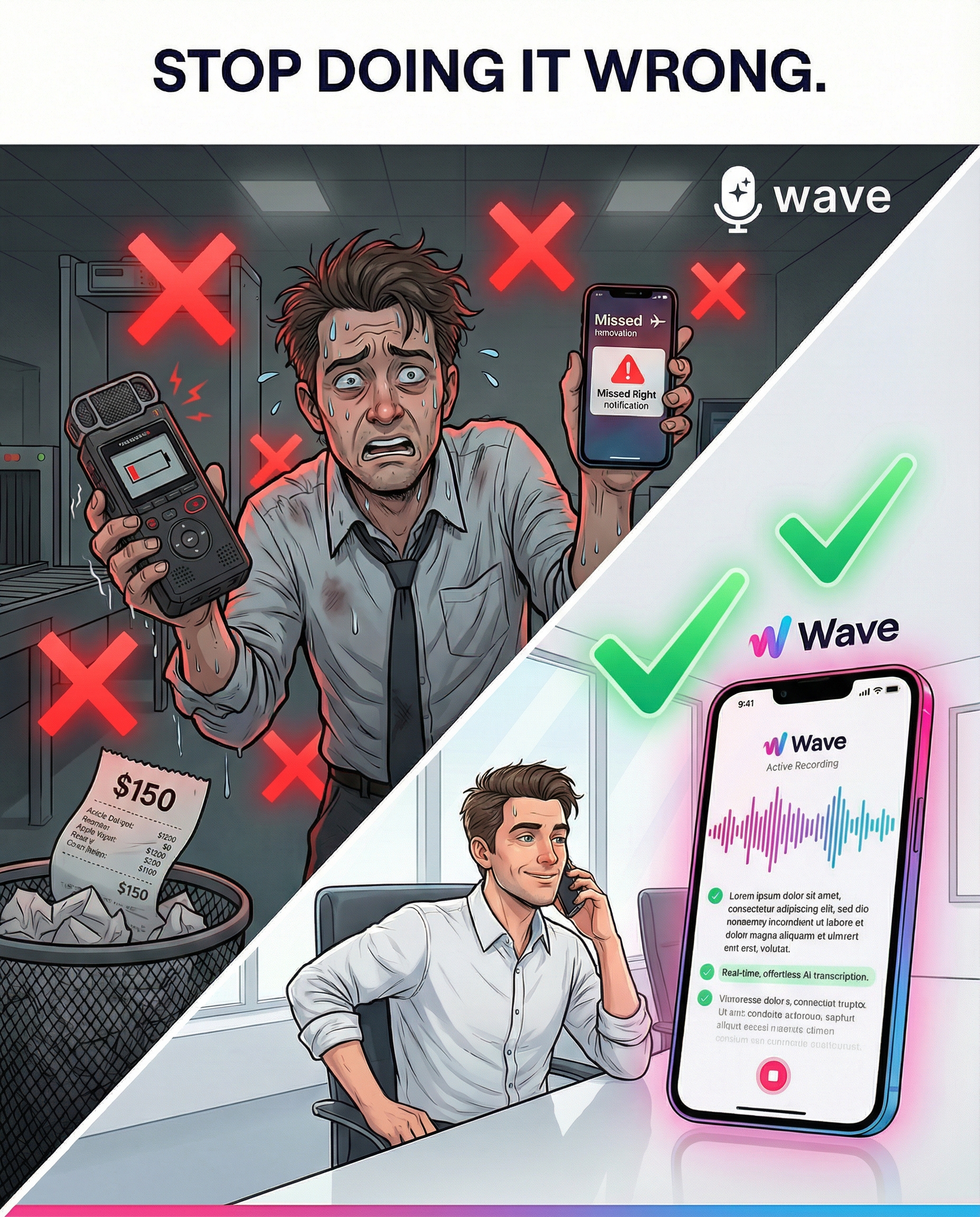 Wave AI Note Taker Facebook ad