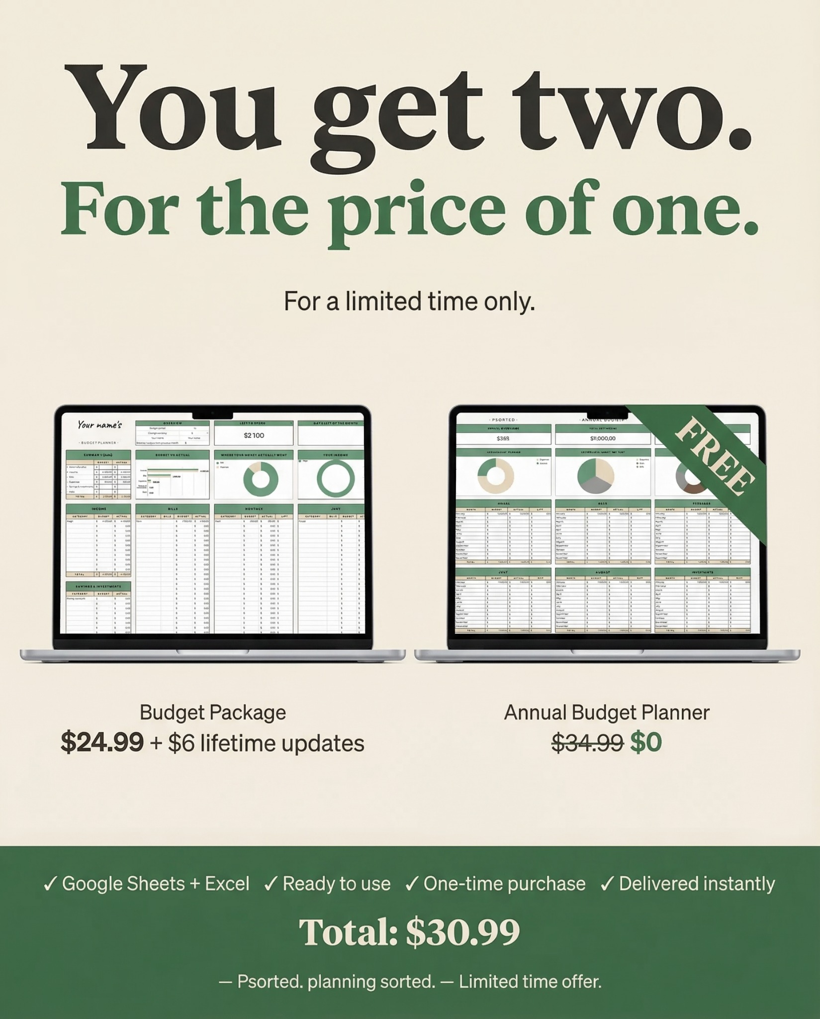 Psorted Facebook ad: Two for price of one