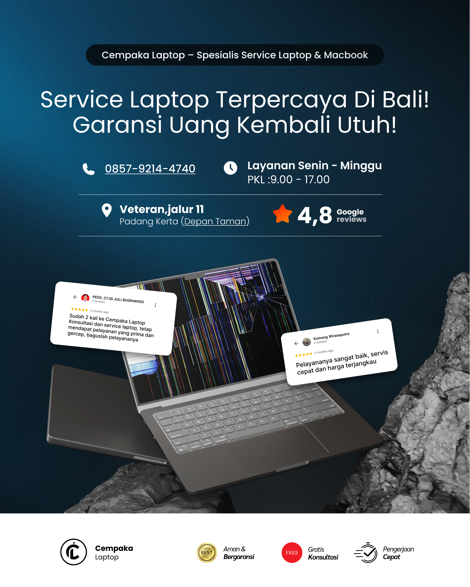 Cempaka laptop Facebook ad: Pusat Service Bali