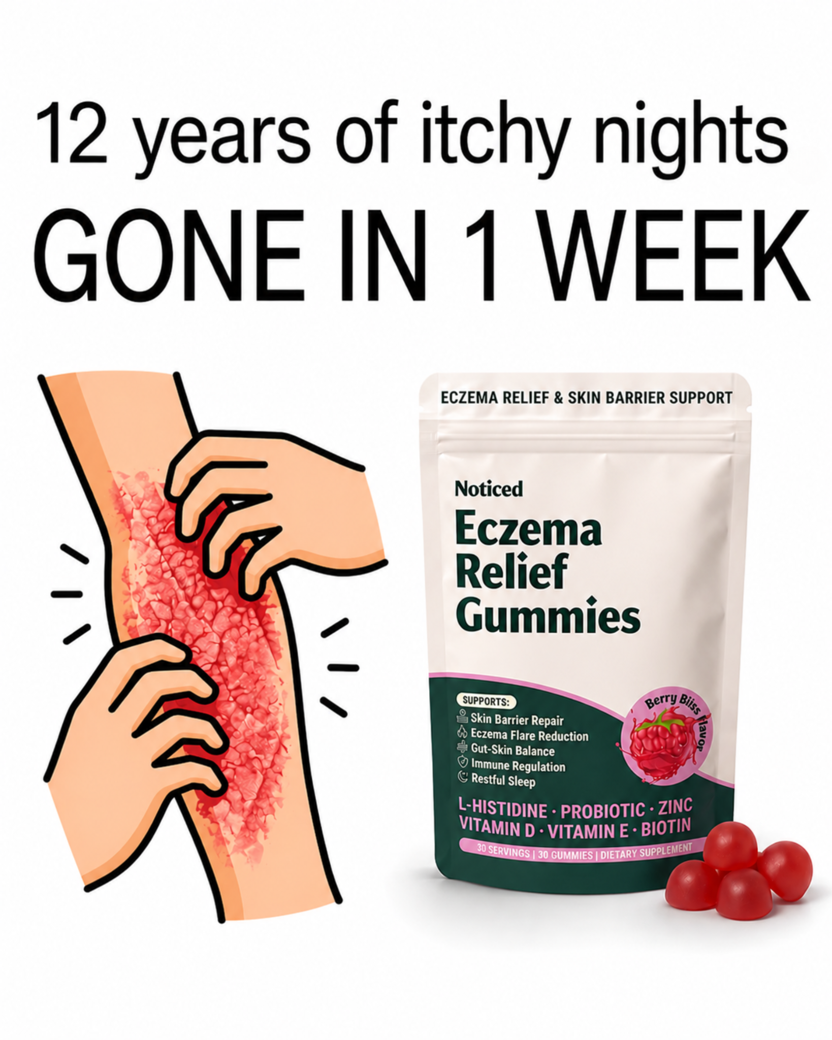 Noticed Co. Facebook ad: Eczema gone in weeks