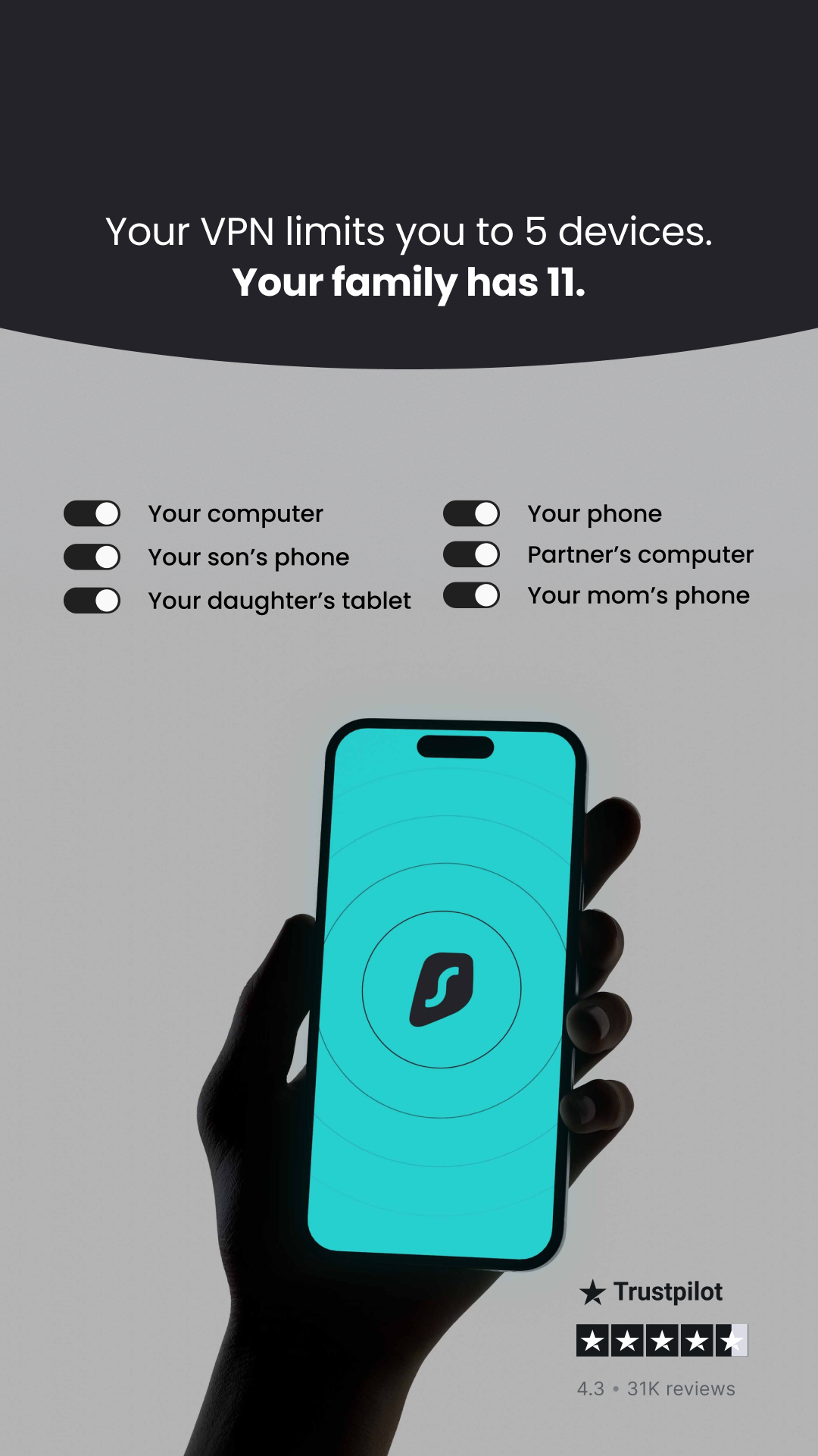 Surfshark Facebook ad