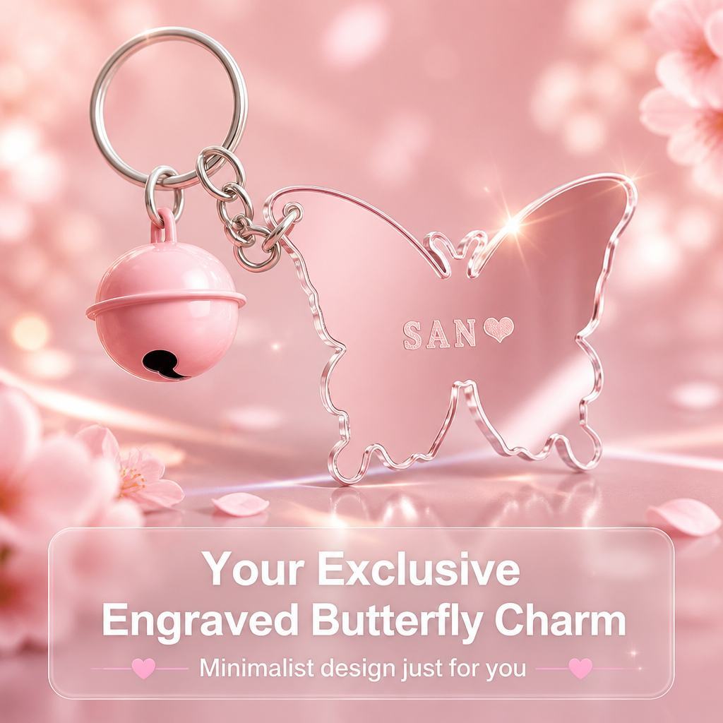 Soufeel Online Facebook ad: Your Name, Your Vibe: The Cutest Custom Butterfly Keychain