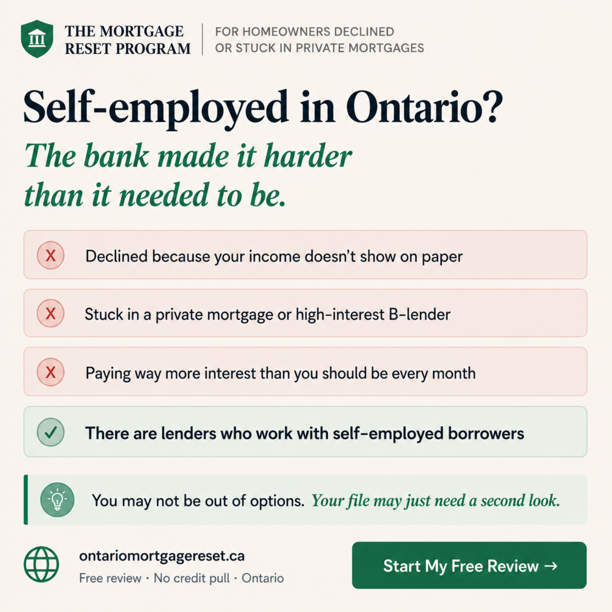 Ontario Mortgage Reset Facebook ad