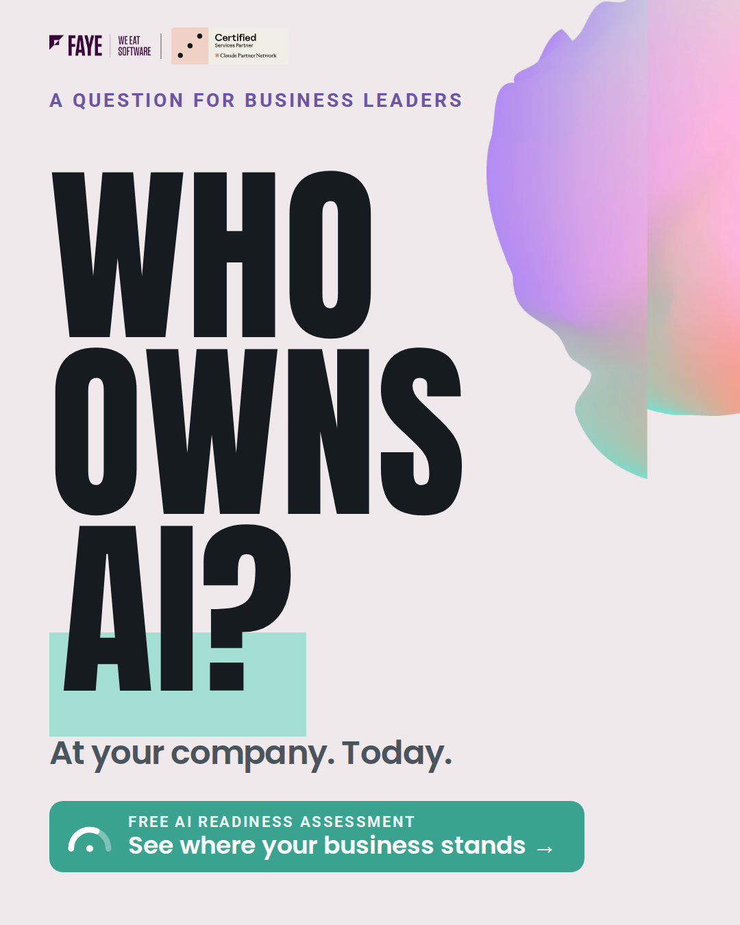 Faye Facebook ad: Who owns AI at your company?