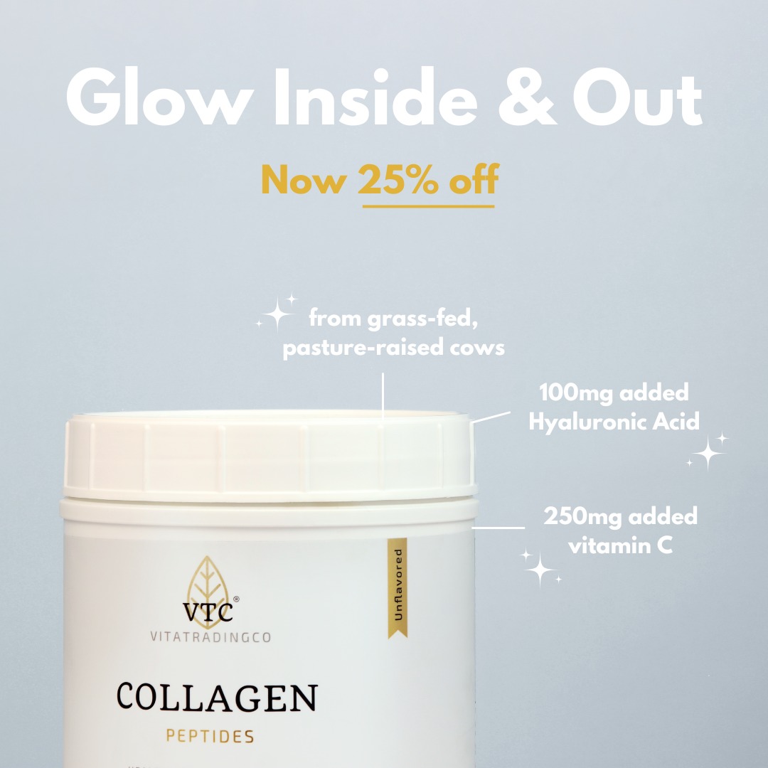 VitatradingCo Facebook ad: Boasting 20g of grass-fed, pasture raised Collagen Peptides…