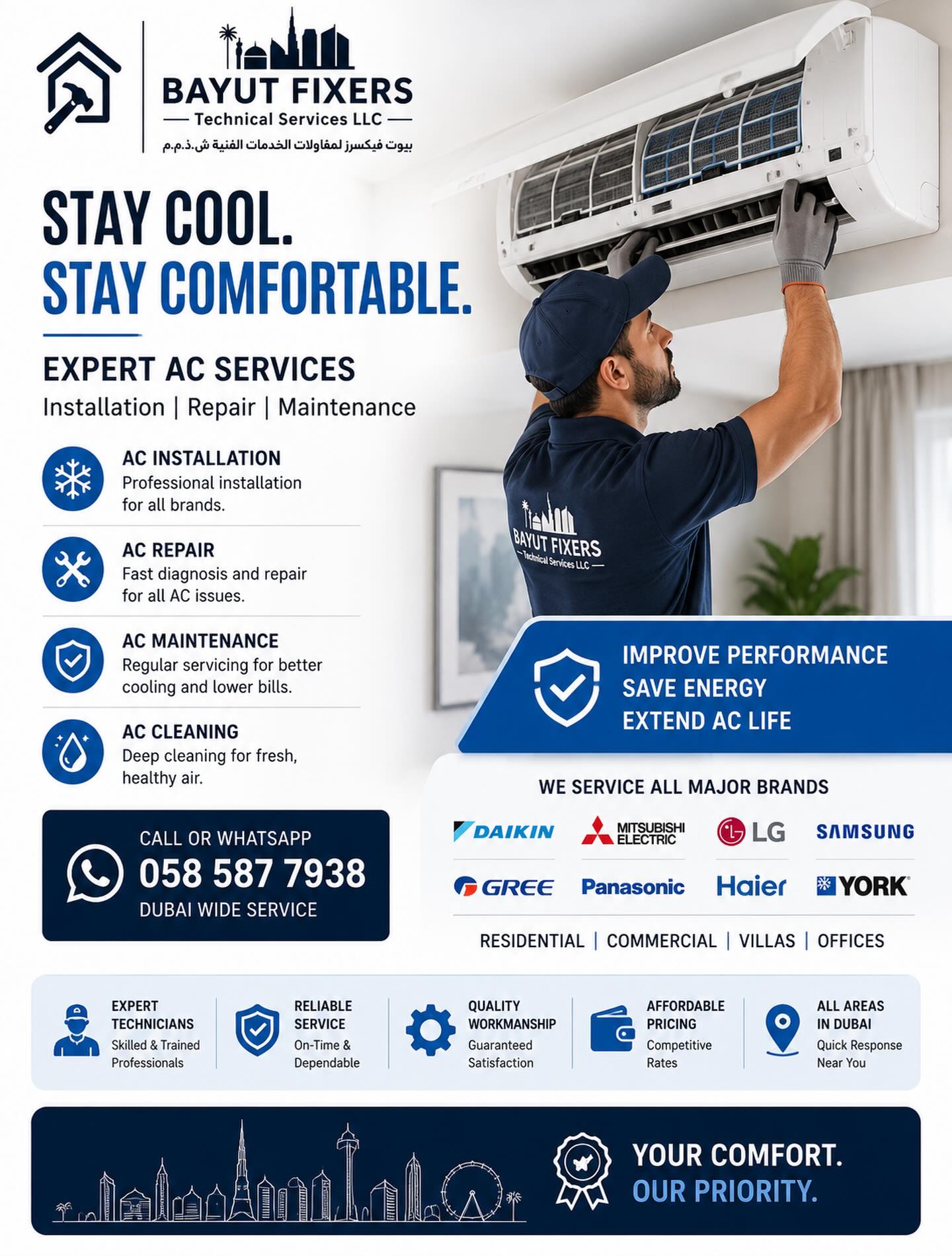 Bayut Fixers Facebook ad: Is your AC struggling to keep up with…