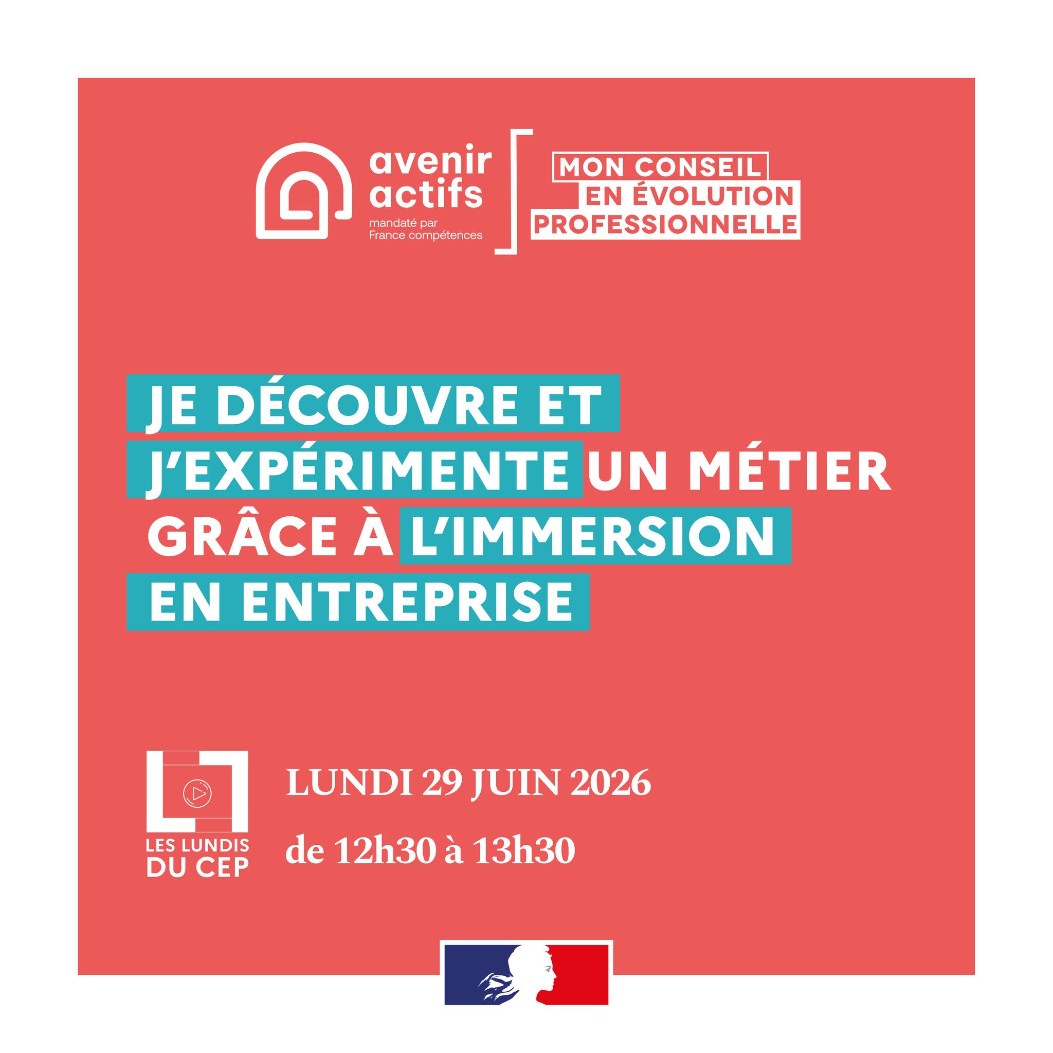 Mon CEP en BFC par Avenir Actifs Facebook ad: Je découvre et j’expérimente un métier grâce à l’immersion…