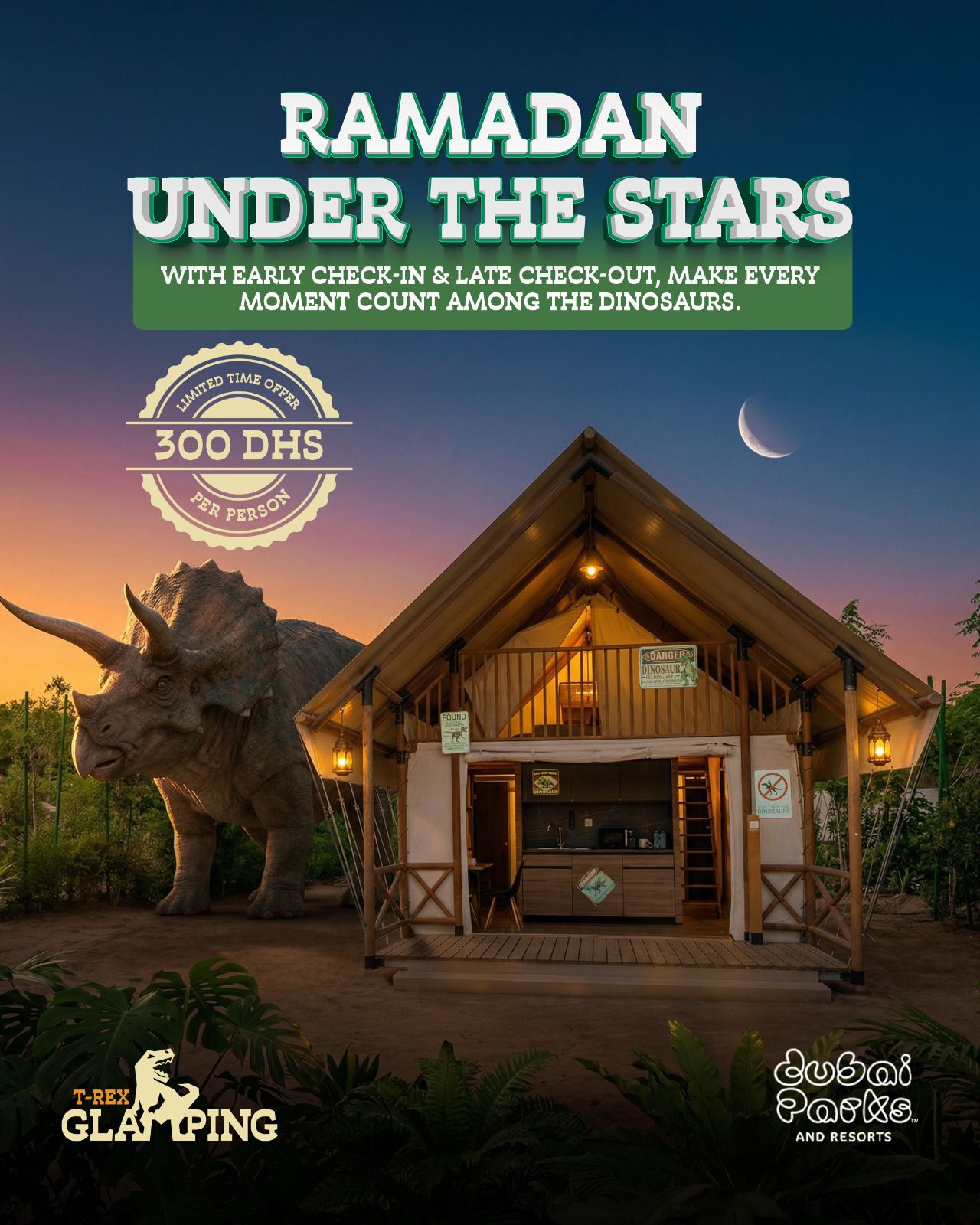 T-Rex Glamping Dubai Facebook ad