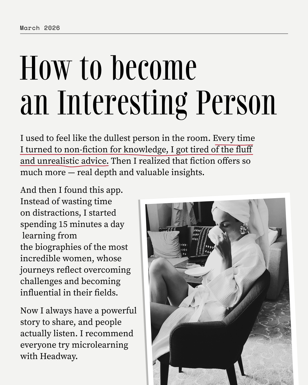 Headway App Facebook ad