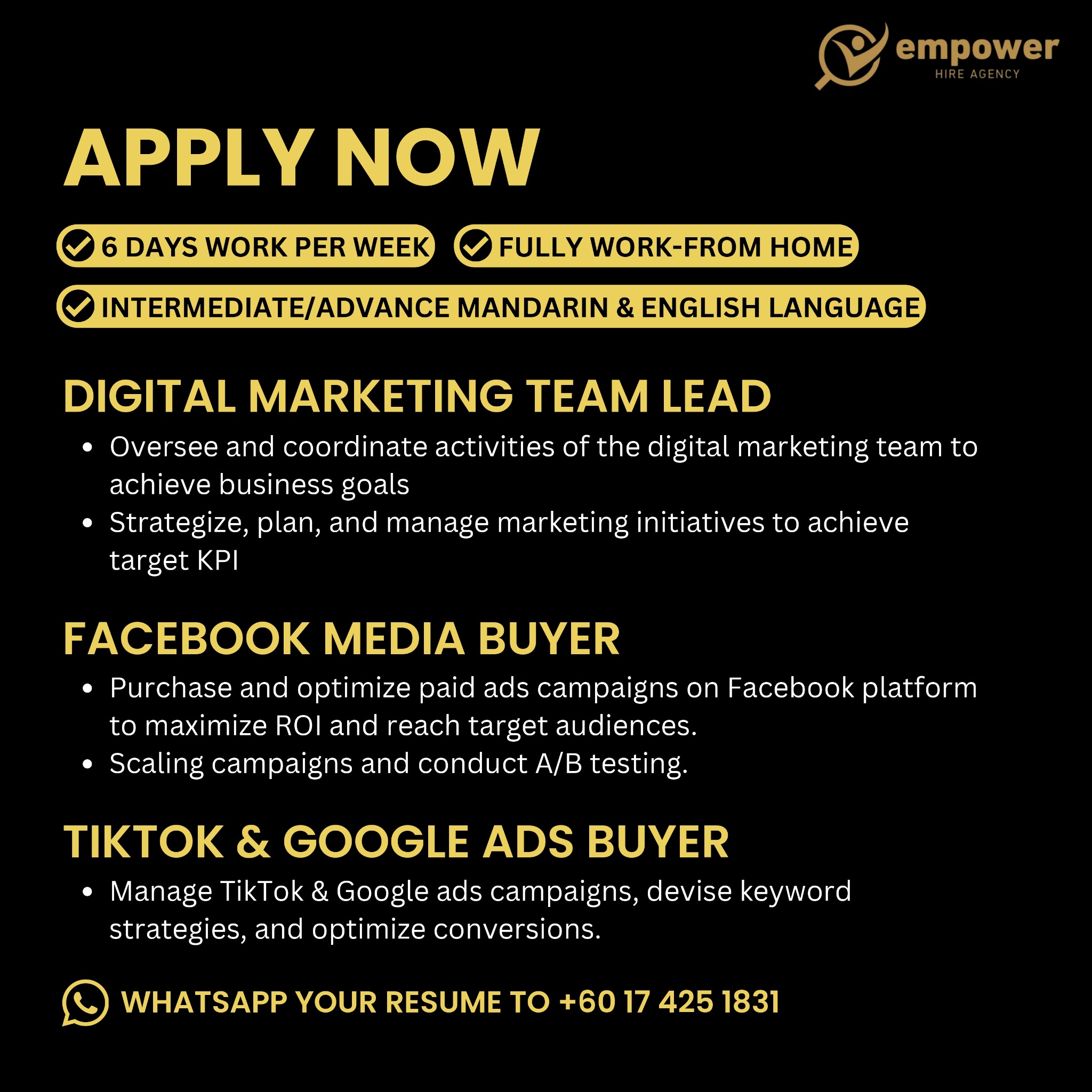 Empower Hire Agency Facebook ad: Join Us Now