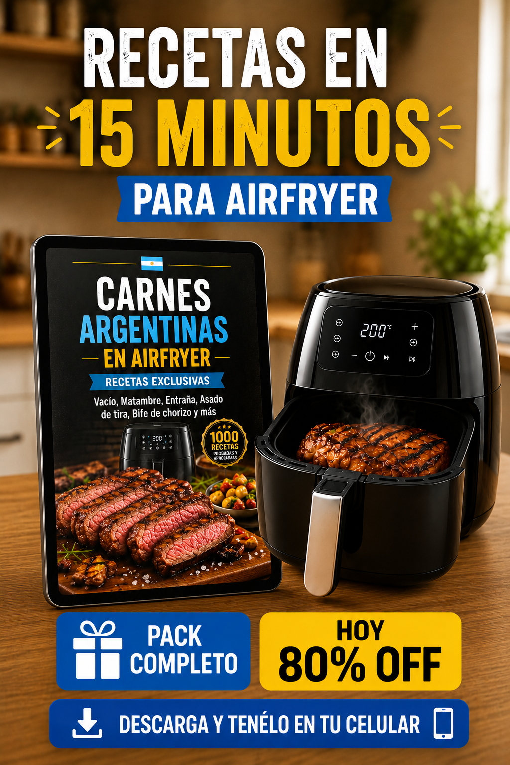 Recetas Air Fryer Argentina Facebook ad: Convertí tu Air Fryer en tu cocina principal Últimas horas…