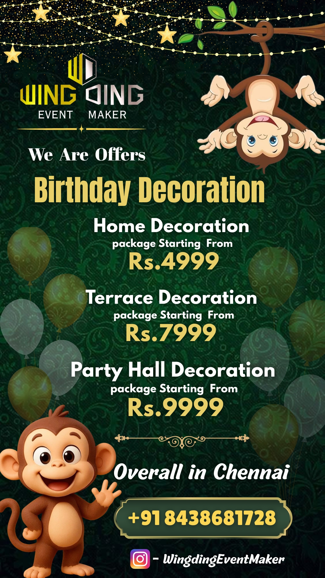 Wingding Facebook ad: Birthday Decoration in Chennai