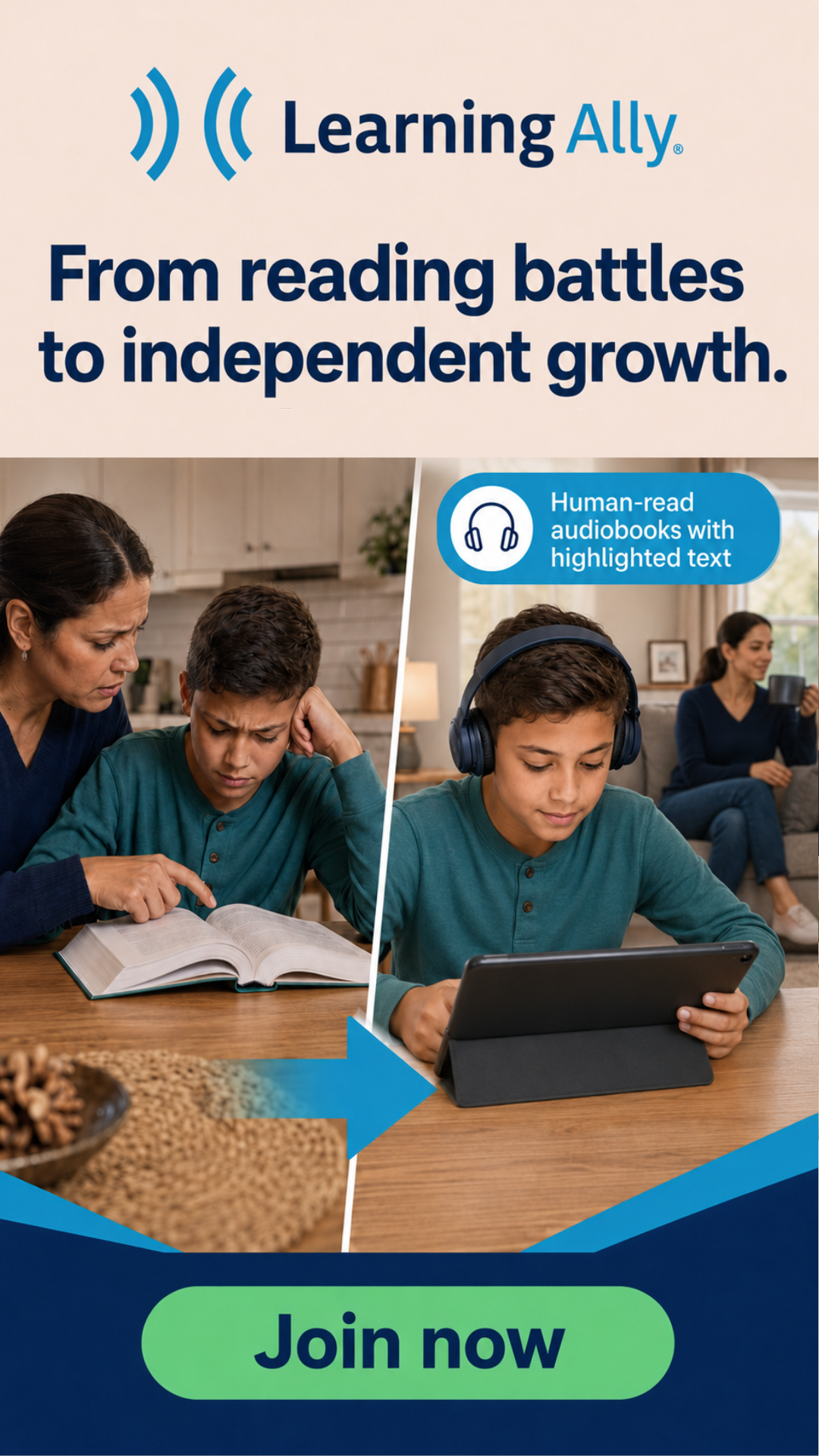 Learning Ally Facebook ad: Stop the Nightly Reading Battles